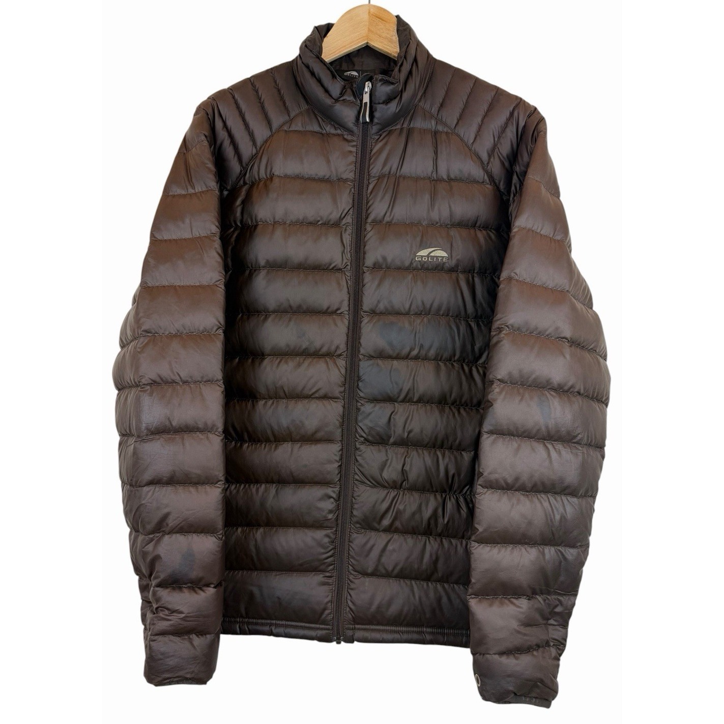 Golite Goose Down Jacket Men's M Brown 800 Pertex Microlight Eco Puffer